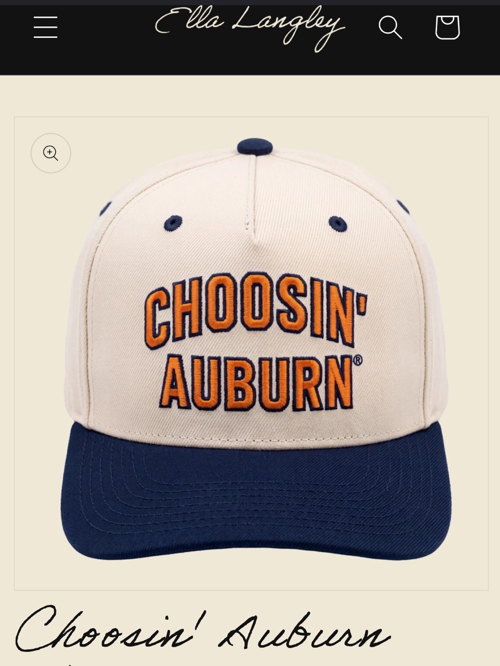 Two-Tone Cream and Navy Cap